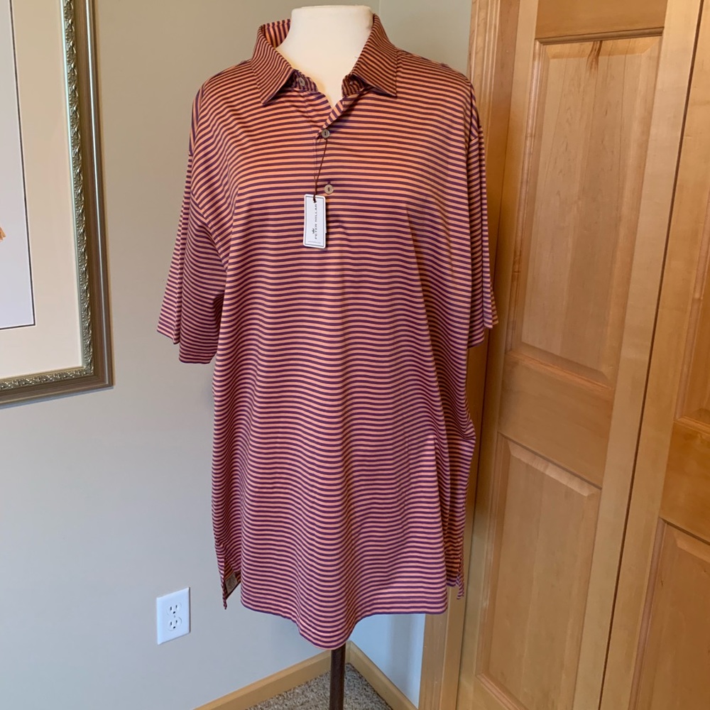Peter Millar Polo with Red and Black Stripes